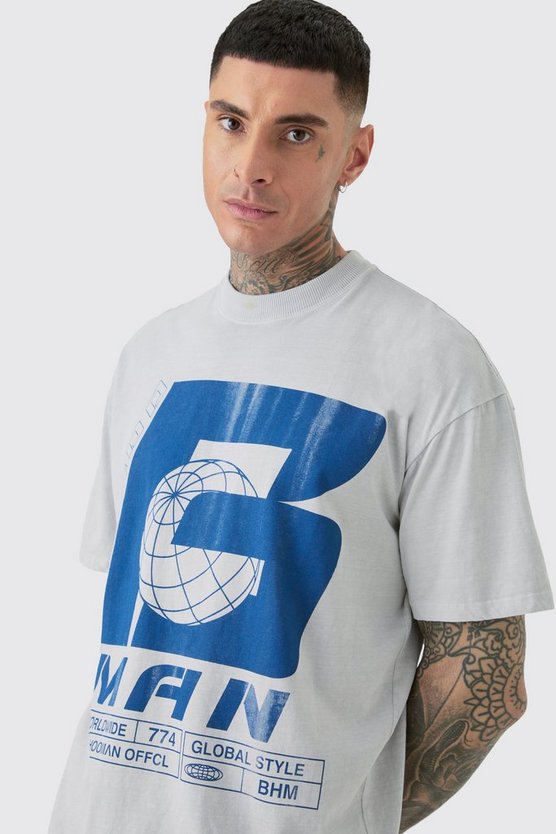 Tall Oversize Man T-Shirt in Grau
