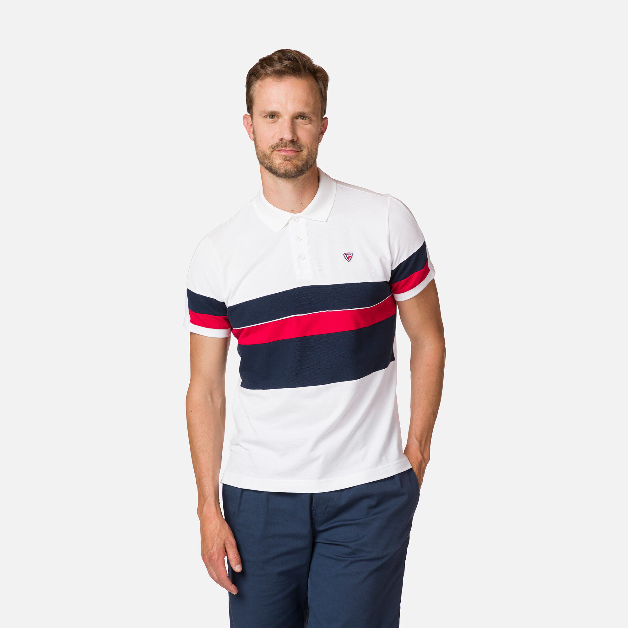 Polo logo rayé homme
