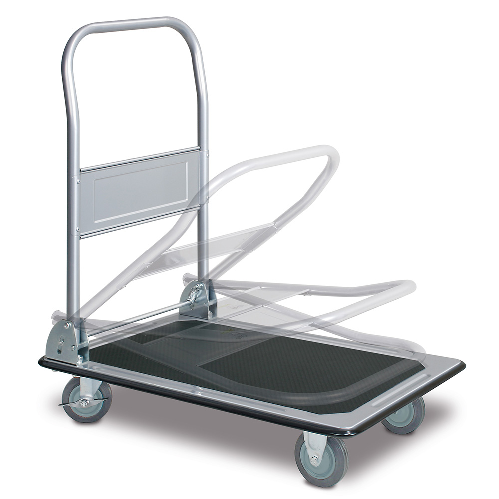 BRB Transportwagen mit Klappbügel, Tragkraft 300 kg, LxBxH 910 x 610 x 870 mm, hellgraue Gummiräder