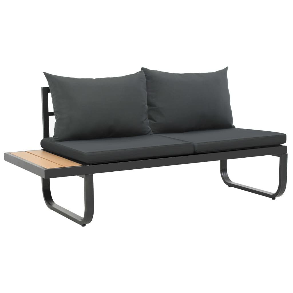 vidaXL Loungesofa 2-tlg. Garten-Ecksofa-Set mit Auflagen Aluminium WPC, 2 Teile