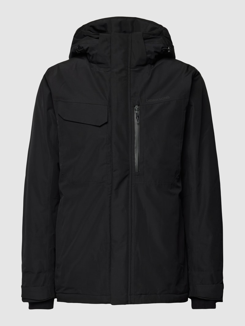 Jacke mit Label-Details Modell 'STEFAN' in schwarz