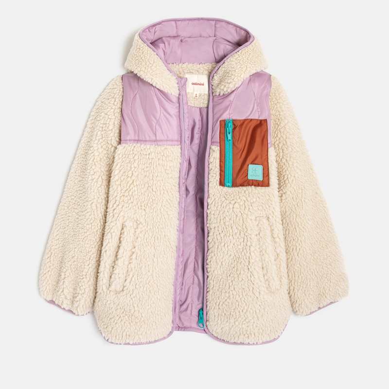 Veste sherpa fille zippée à capuche blanc Catimini