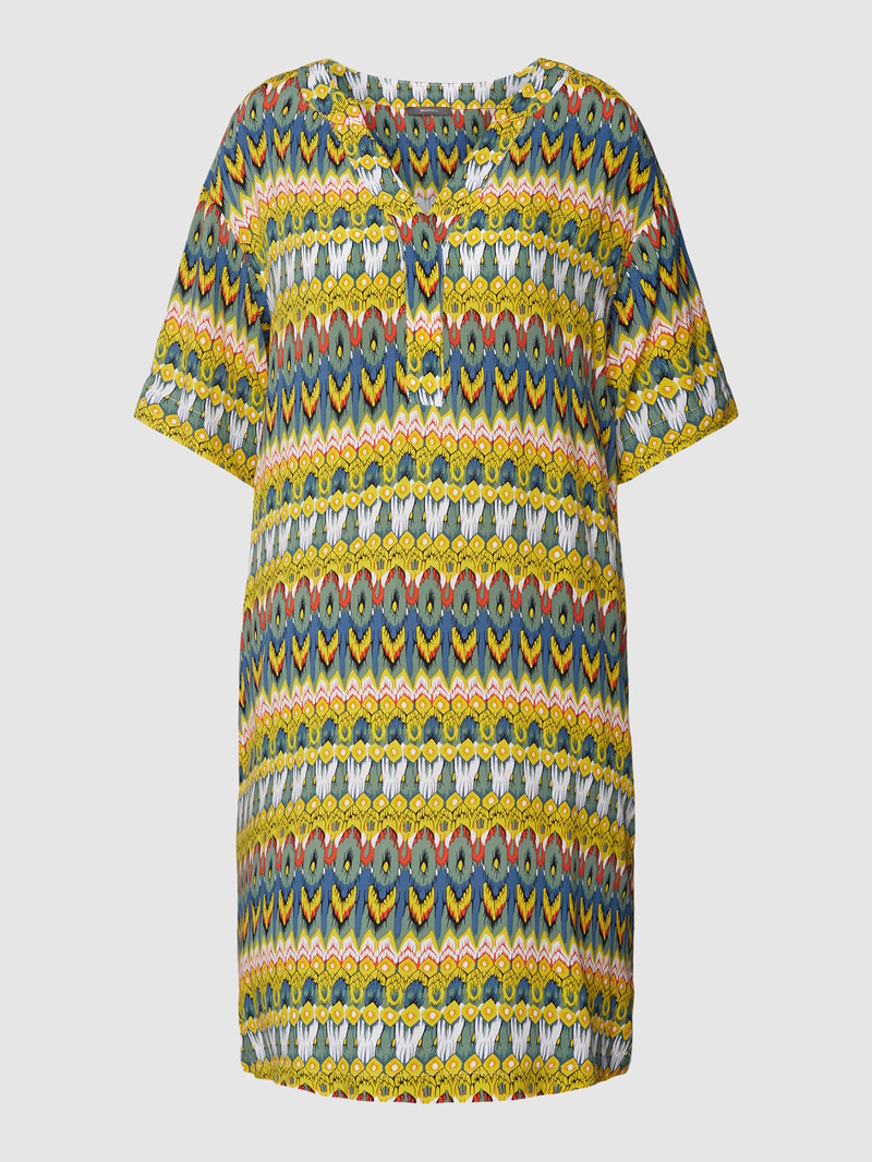 Knielanges Kleid mit Allover-Muster in grasgrün