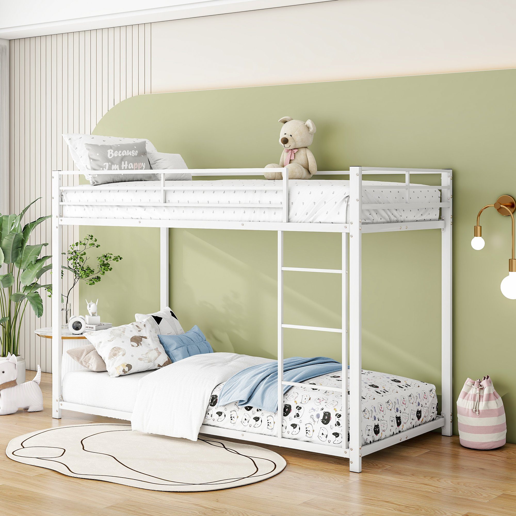 HAUSS SPLOE Etagenbett Etagenbett Metallbett Kinderbett Hochbett Bettrahmen Einzelbett (90*200 cm, Eisenetagenbetten in klassischer Form), ohne Matratze