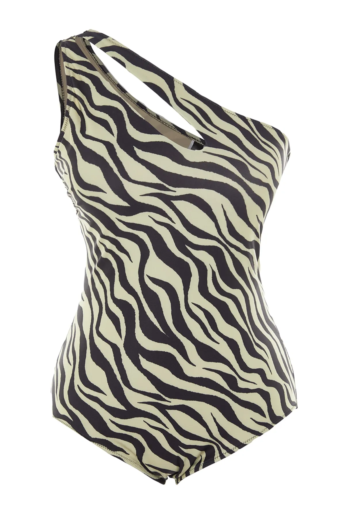 Trendyol Curve  One-Shoulder-Badeanzug mit Tiermuster TBBSS22MA0315