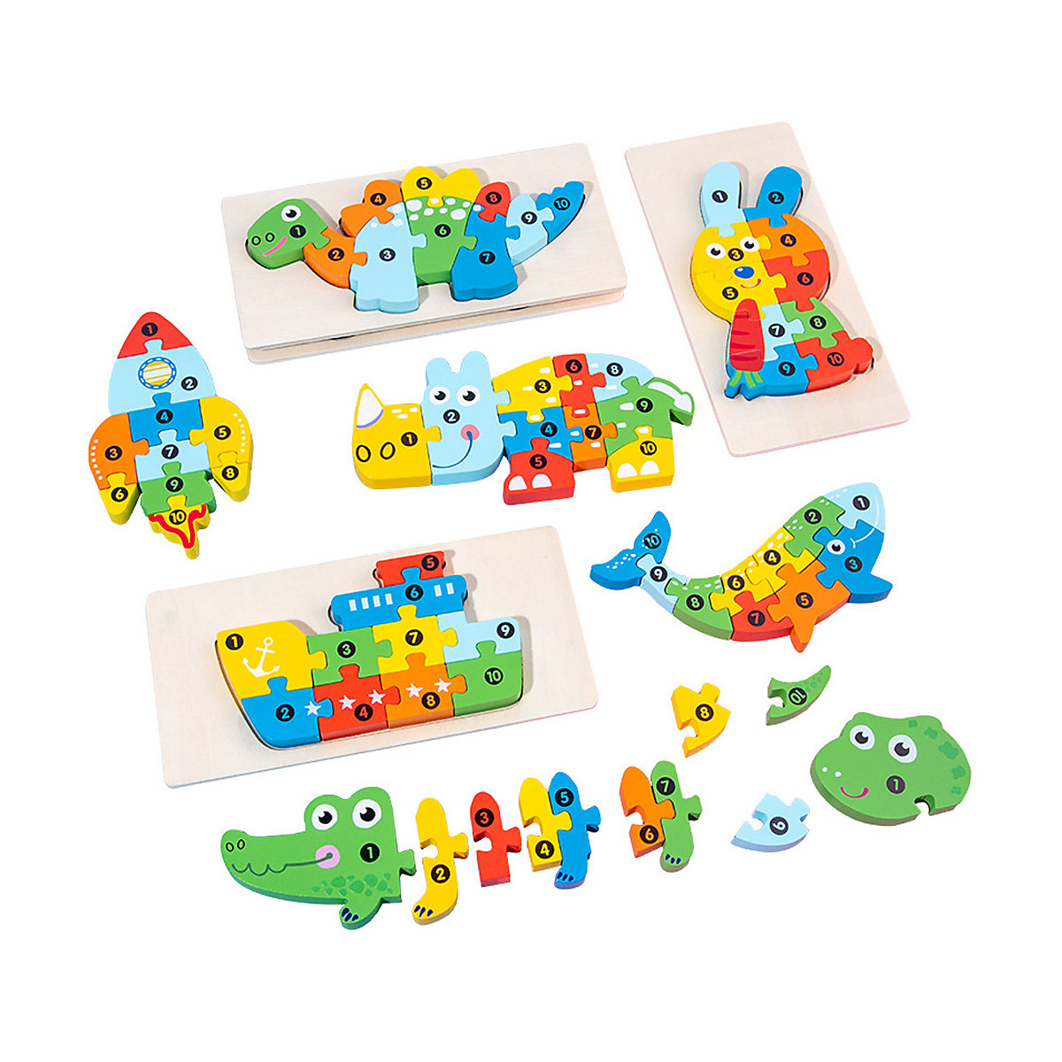 Bauklötze für Kinder Holzklötze für Kinder mit 3D-Formen - Schulbus