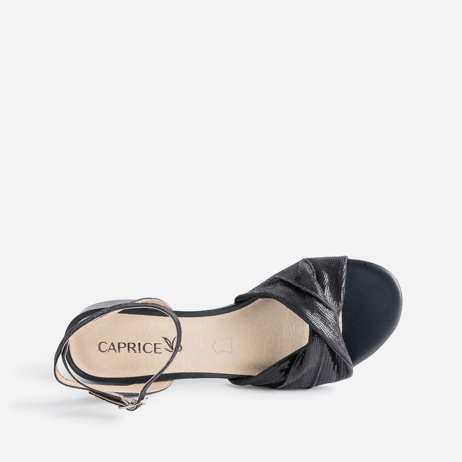 Sandale CAPRICE marine cuir effet python verni