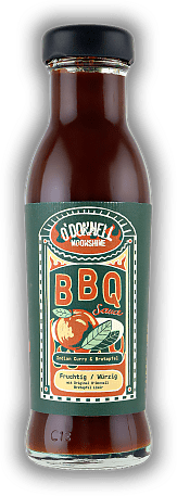 O'Donnell Moonshine BBQ Sauce mit Bratapfel-Curry-Geschmack O'Donnell Moonshine BBQ Sauce mit Bratapfel-Curry-Geschmack Einer Grillsauce mit dem gewissen Etwas. 0,28	 Liter