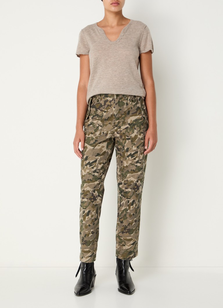 Pantaloni cargo Zadig&Voltaire, în stil aviator, cu talie înaltă, croială mulată și imprimeu de camuflaj.