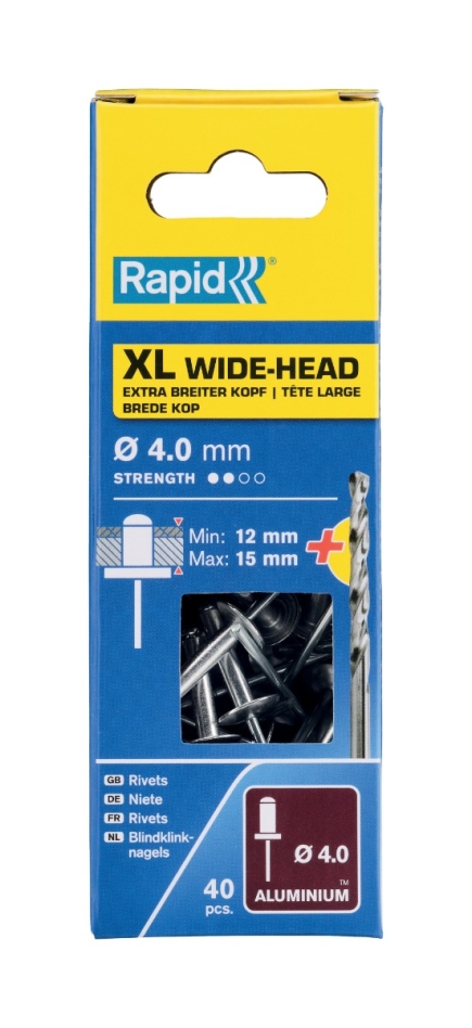 Rapid 5000663 XL aklosios kniedės Ø4,0 x 18 mm 40 vnt., blisterinėje pakuotėje