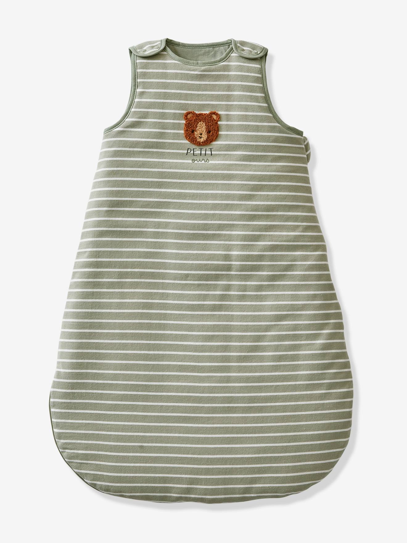 Vertbaudet Baby Winterschlafsack mit Bär oder Fuchs Oeko Tex - nachtblau gestreift/kleiner fu