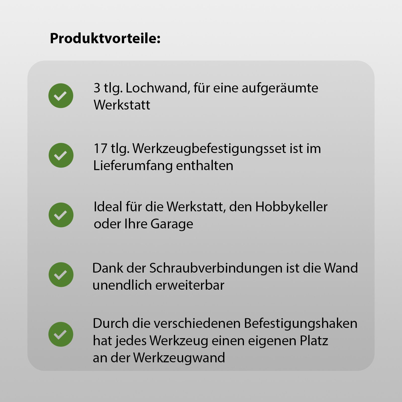 TRUTZHOLM Lochwand Werkzeug Lochwand aus Metall inkl. 17 tlg. Hakenset 120 x 60 cm unendl, (Set)