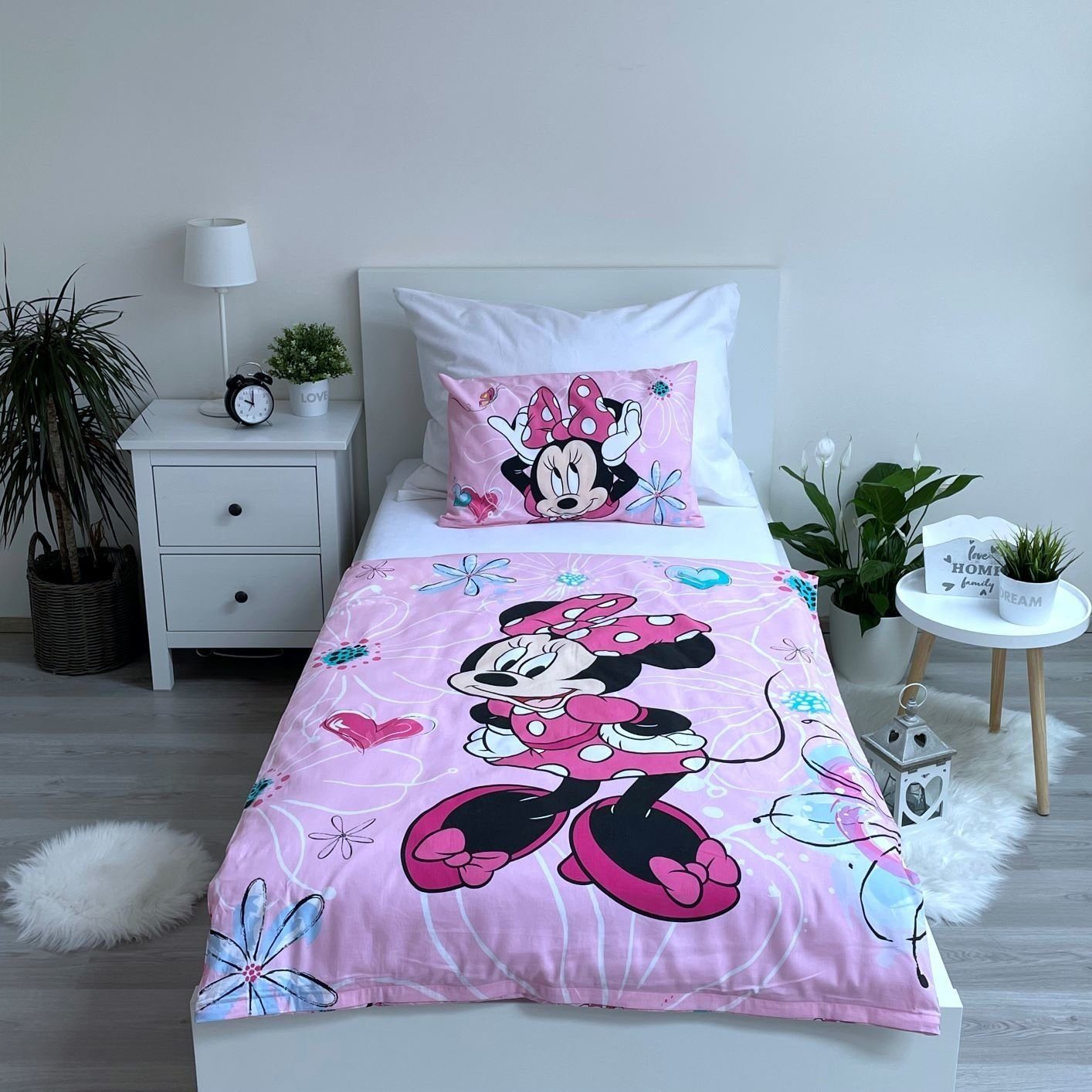 Babybettwäsche Wendebettwäsche Minnie Mouse 2tlg. Baumwolle 100x135 cm + 40x60 cm, , Baumwolle, 2 teilig