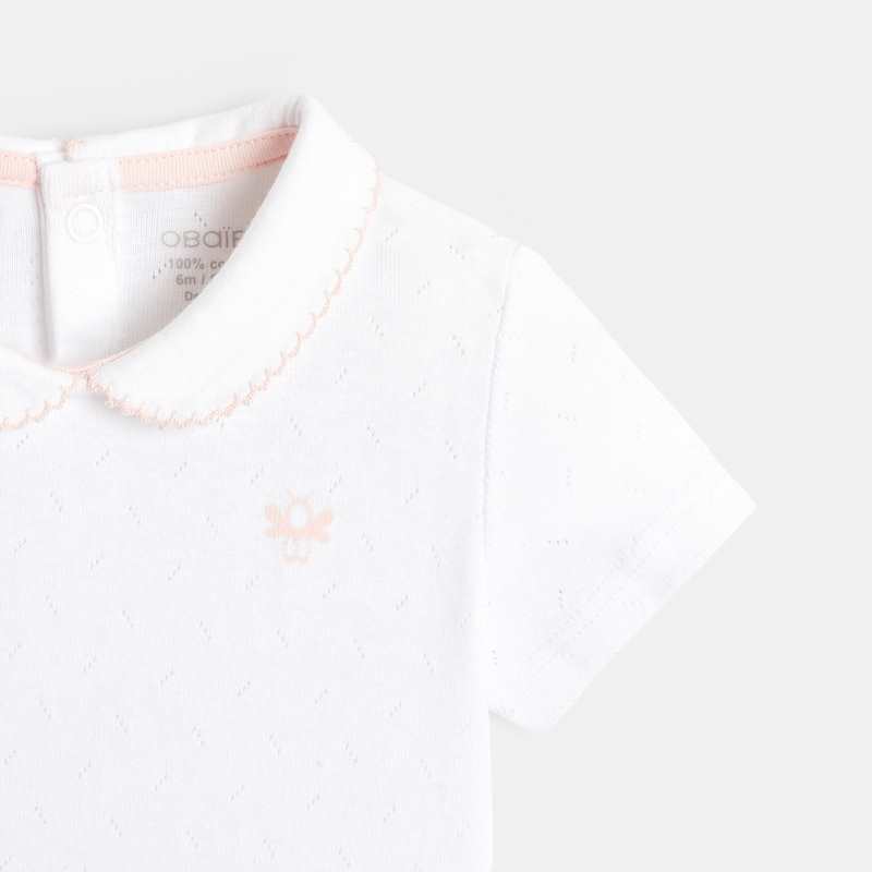 Body cerises en coton pointelle (lot de 2) blanc naissance