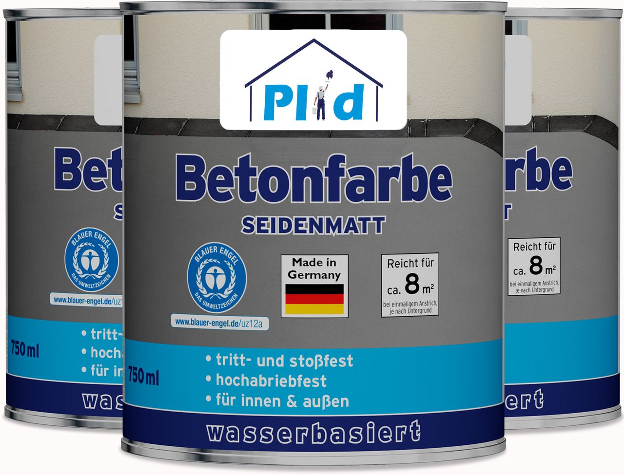Plid Premium Betonfarbe Bodenbeschichtung Bodenfarbe Sockelfarbe Kieselgrau