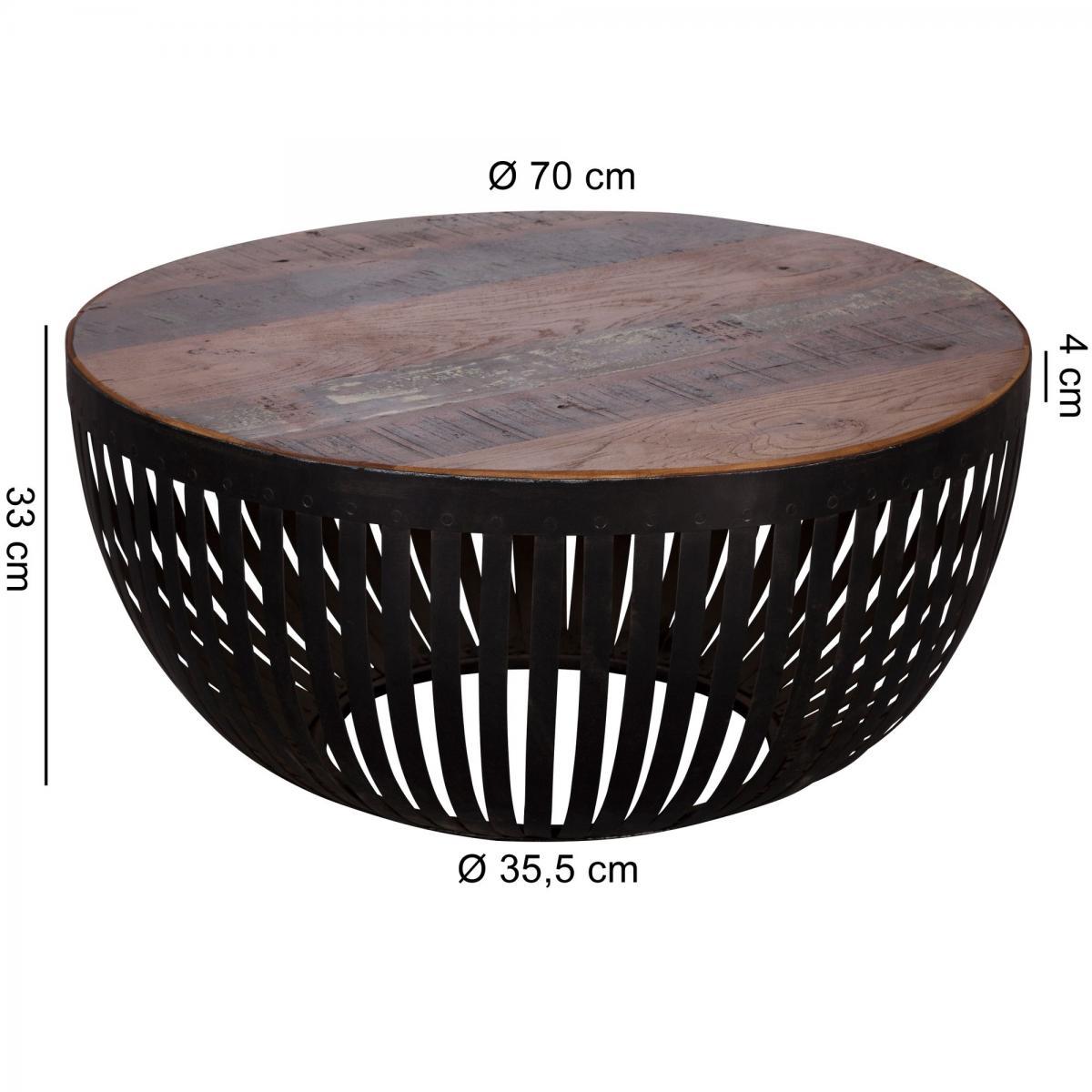 Wohnling Couchtisch NISHA 70x33x70 cm Holz / Metall