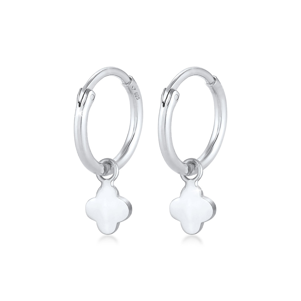 Elli Elli Boucles d'Oreilles Pendentif Créole Femme Trèfle Symbolee de Chance Talisman Boucles d'oreilles