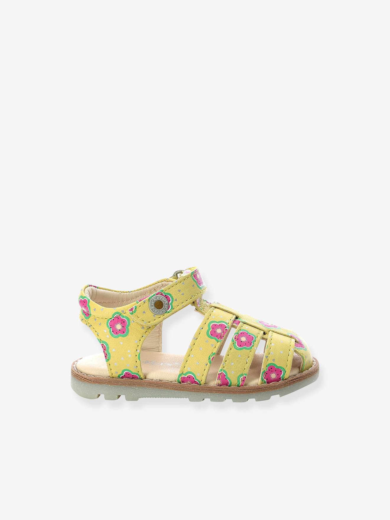 Sandales cuir bébé Nonosti Iconique Nonorally KICKERS® blanc casse flower
