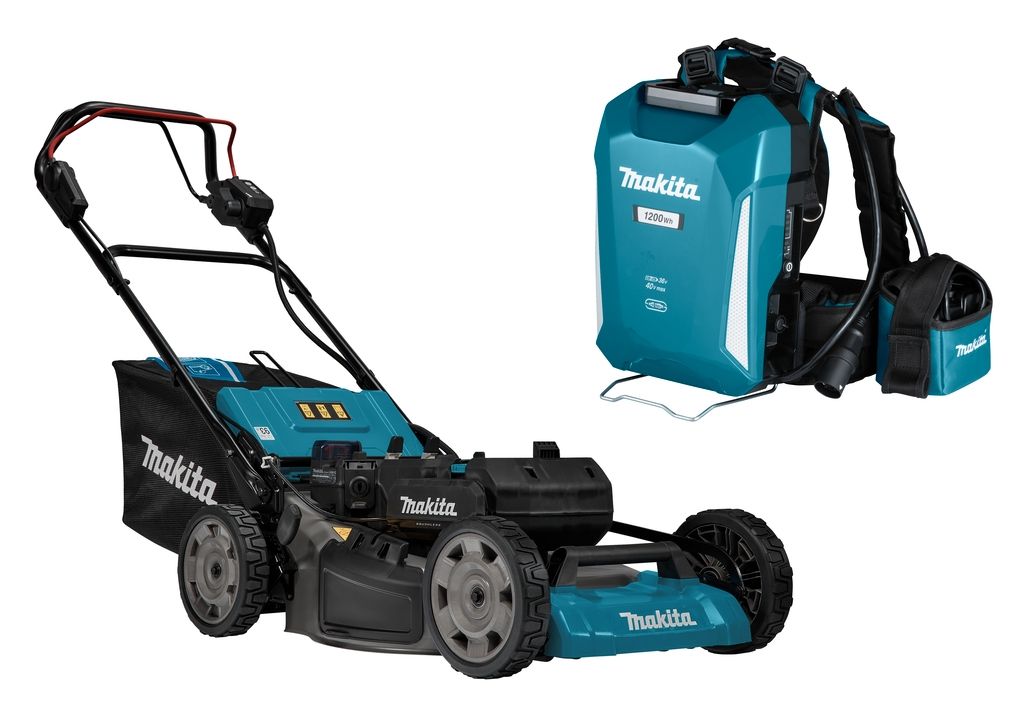Makita LM001CX5 Akku-Rasenmäher, 36V-Stecker, + PDC1200 Rucksack-Akku