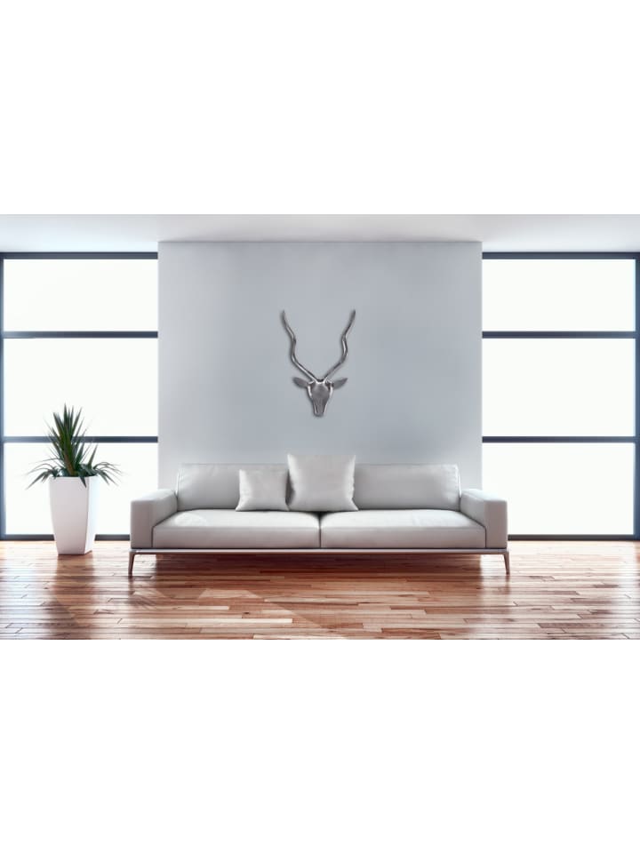 KADIMA DESIGN Deko Hirschgeweih S Aluminium Wanddeko Landhausstil Silber Metall günstig kaufen onesize