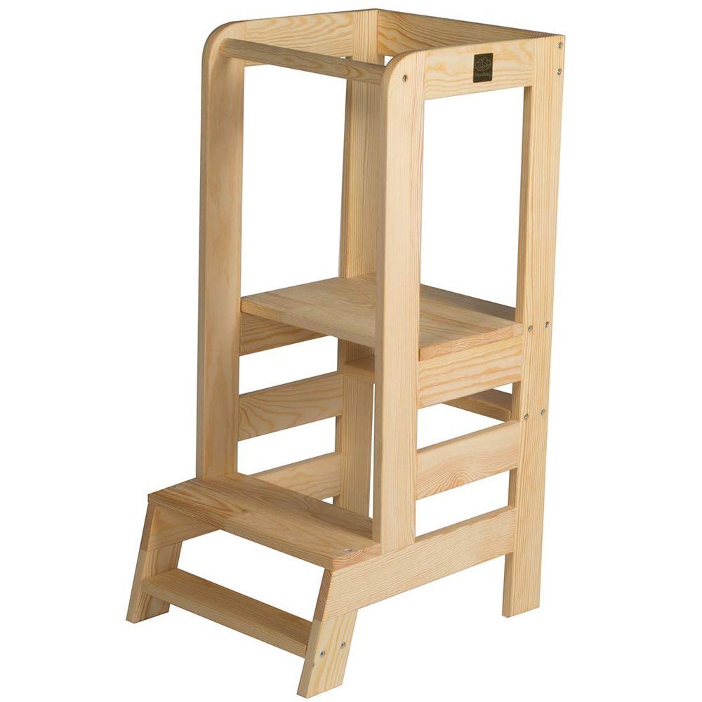 MeowBaby Stehhilfe Lernturm für Kinder Montessori Lernstuhl Blau (1 St), Kinderhocker, Höhenverstellbar, Abgerundete Ecken & Kanten