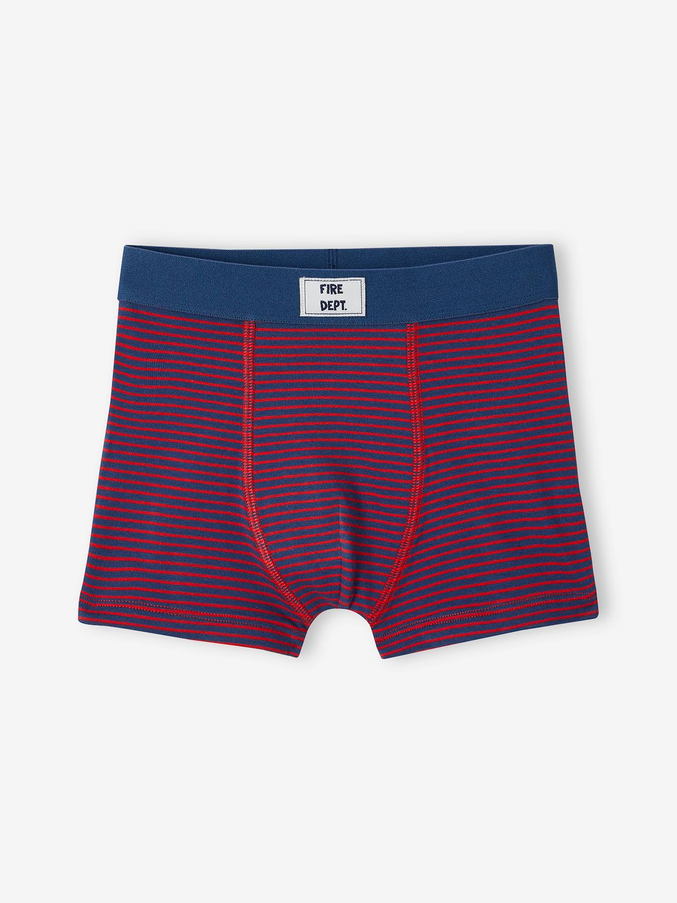 Vertbaudet 5er-Pack Jungen Boxershorts mit Bio-Baumwolle, Feuerwehr - aquamarine