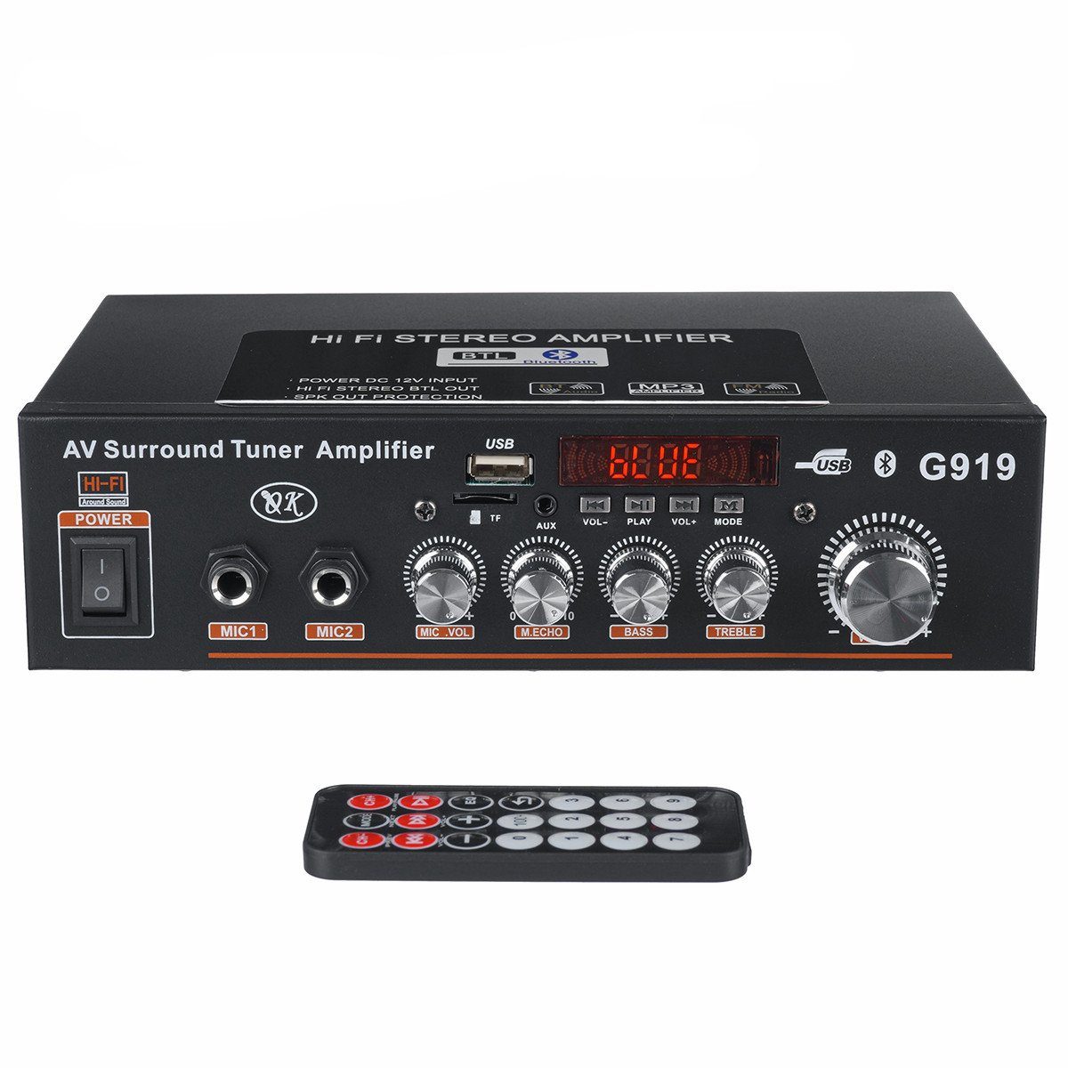 Insma Audioverstärker (Stereo Hifi Verstärker bluetooth Amplifier für Auto/Haus)