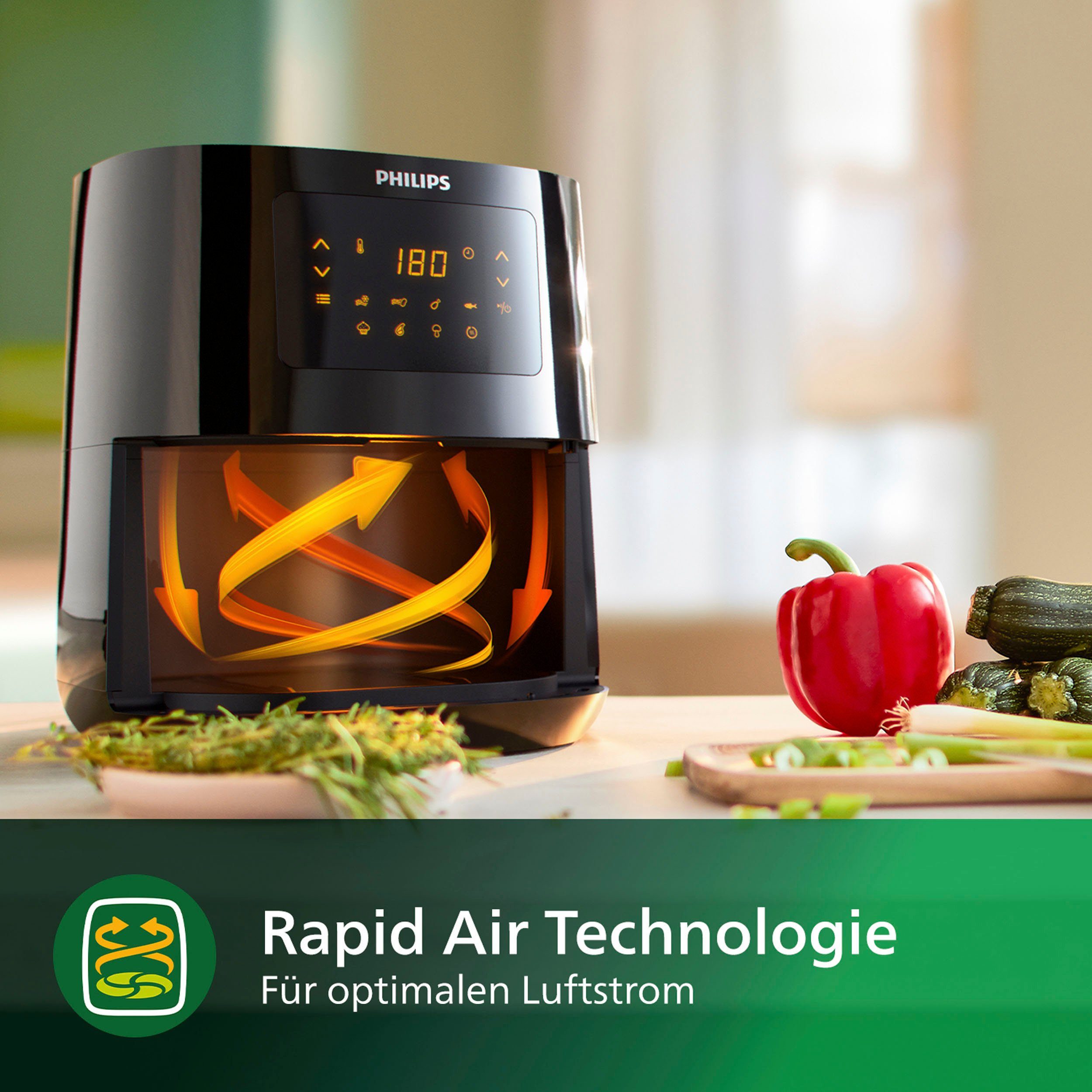 Philips Heißluftfritteuse Essential HD9252/90, 1400 W, Fassungsvermögen 0,8 kg