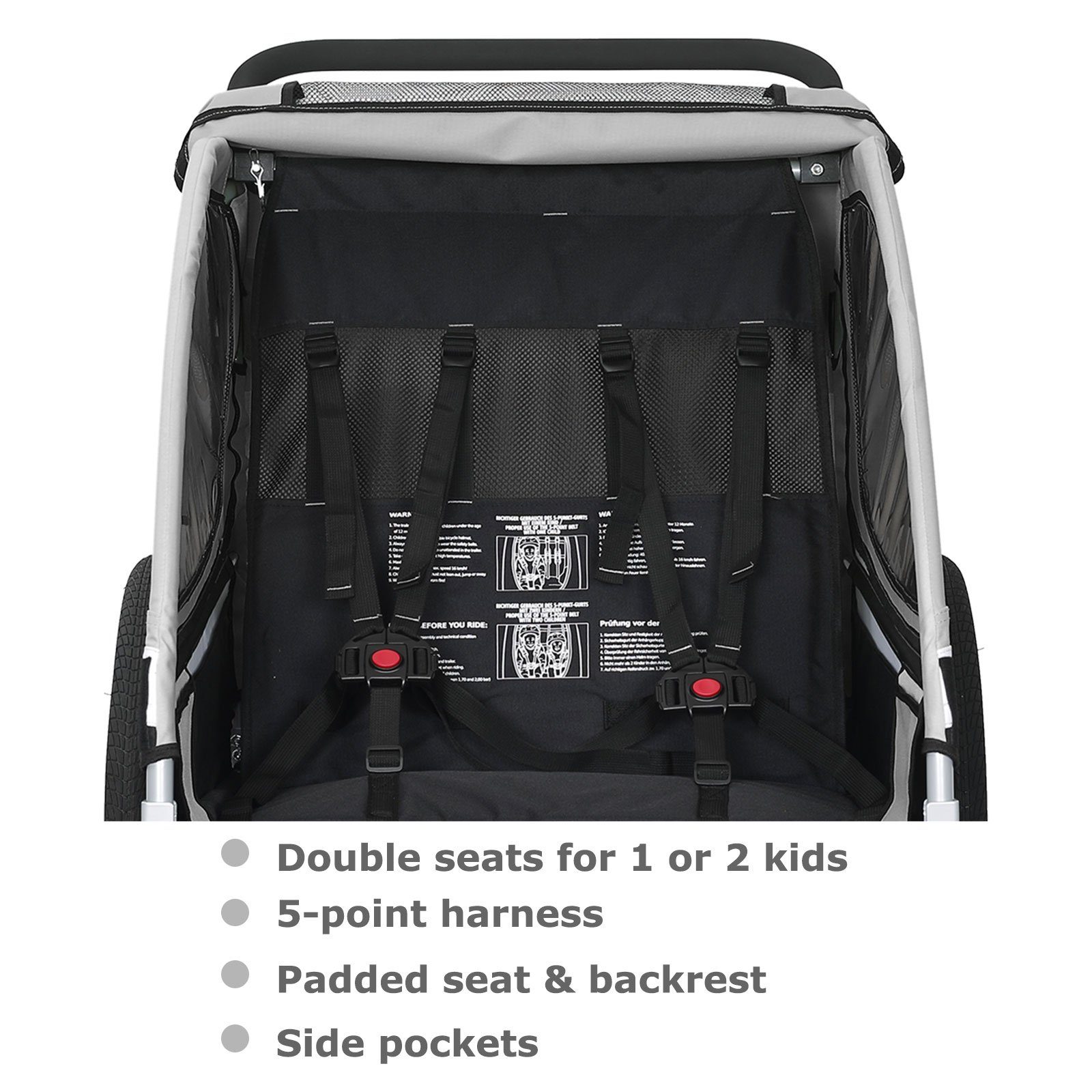 TIGGO Fahrradkinderanhänger TIGGO Kinderanhänger 2 in 1 Kinderfahrradanhänger Fahrradanhänger, für 1-2 Kinder inkluve Joggerkit