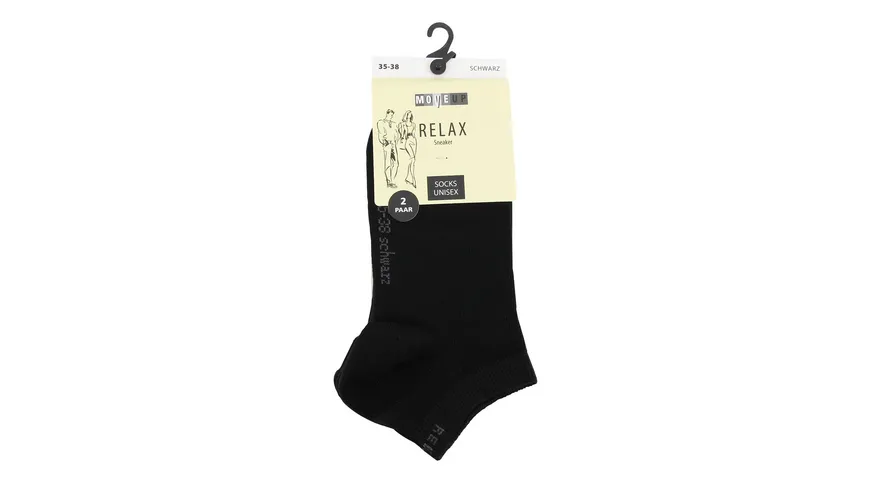 MOVE UP Unisex Sneaker Socken Relax 2er Pack schwarz