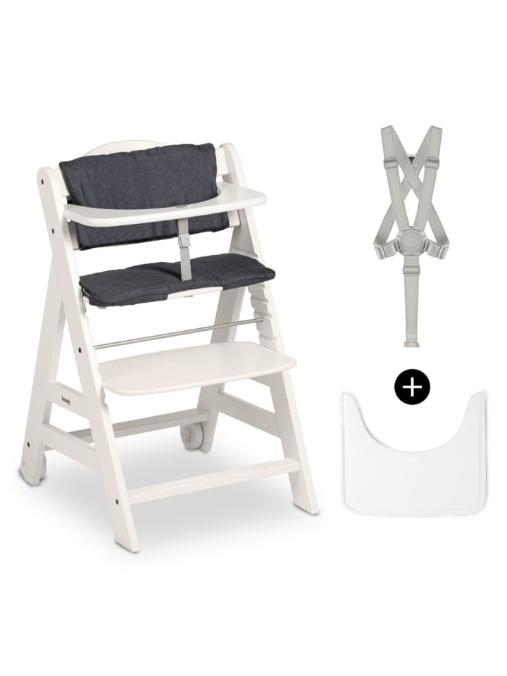 Hauck Hochstuhl Beta Plus White inkl. Essbrett, Sitzkissen in weiss,grau günstig kaufen onesize