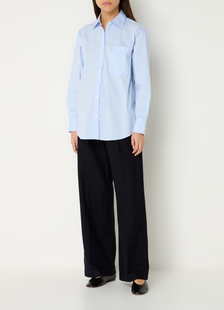 OLAF High waist wide fit trousers in wool blend with side pockets