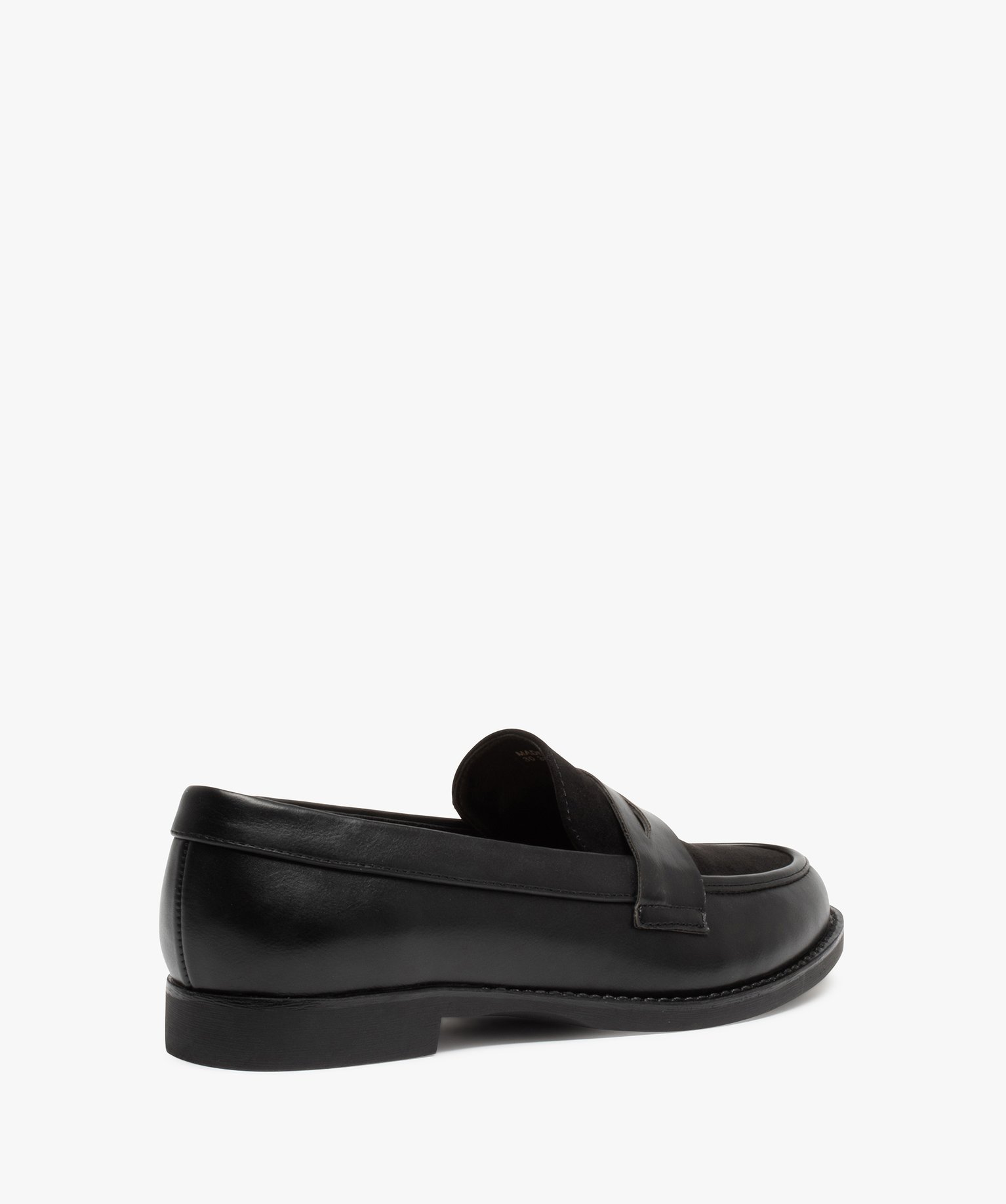 Mocassins femme unis bi-matières à talon plat noir | GEMO