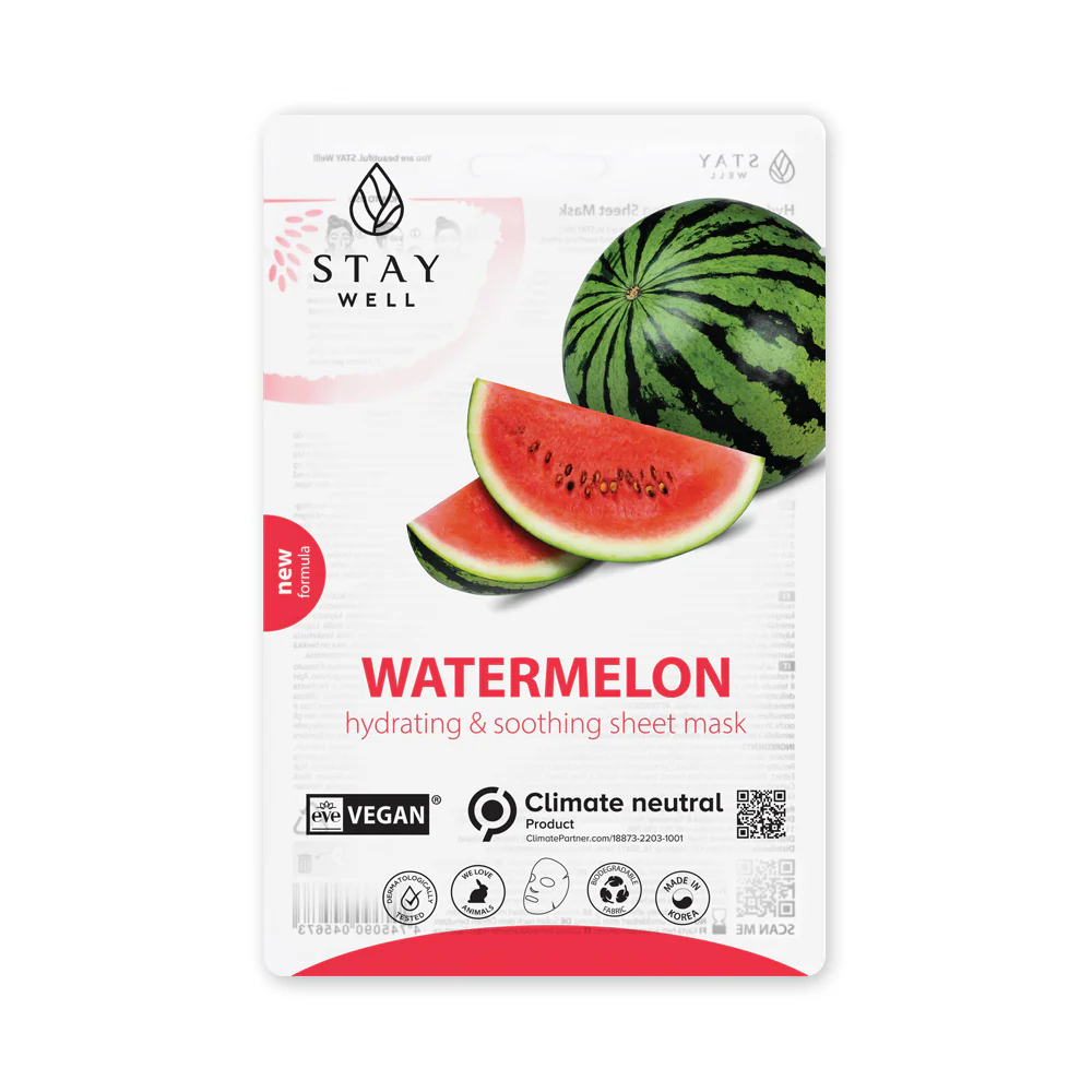 Veganistisch sheetmasker - WATERMELOEN - Verzachtend gezichtsmasker, hydraterend gezichtsmasker