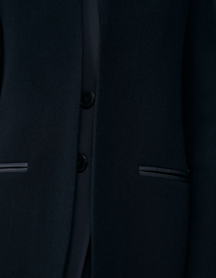 Manteau mi-long noir double col enduit femme