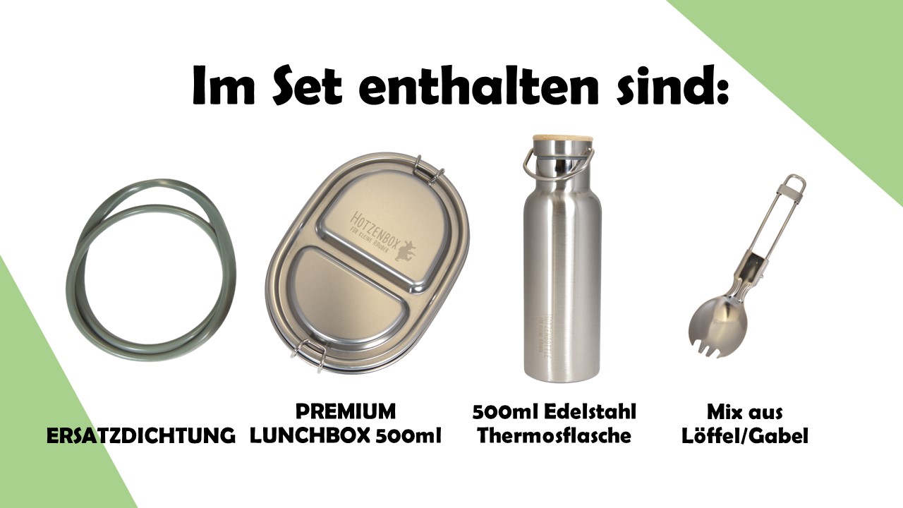 Viwanda Bambino Hotzenbottle Set Brotdose Wasserflasche Edelstahl | Premium | Mini 500ml