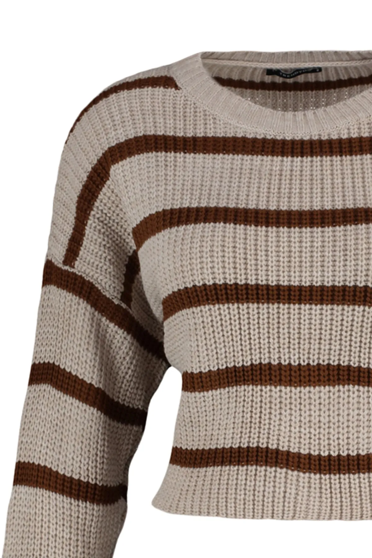 Trendyol Collection  Stone Crop Basic Strickpullover mit Streifen TWOAW23KZ00390