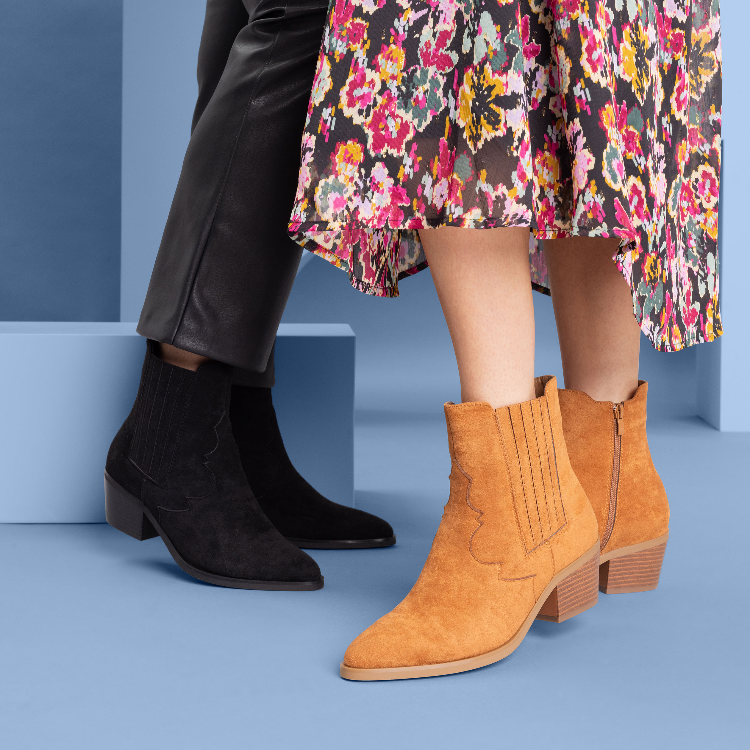 Bottines suédines à talons marron femme | La Halle