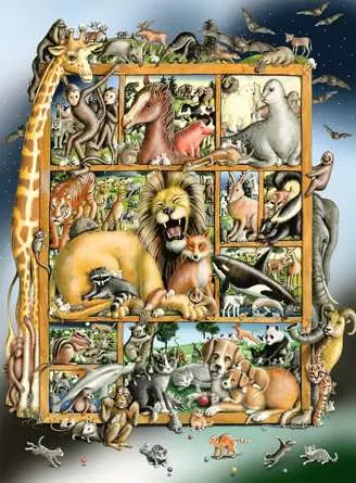 Kinderpuzzle ab 6 Jahren - Tiere im Regal - 100 Teile