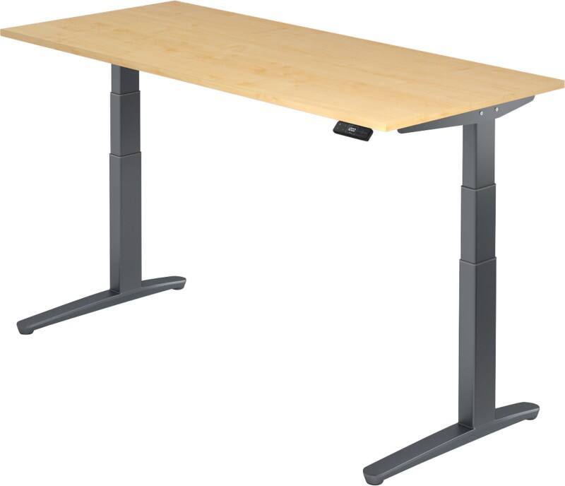 Hammerbacher Sitz-Stehschreibtisch XBHM Ahorn, Silber 1.800 x 800 x 720 mm