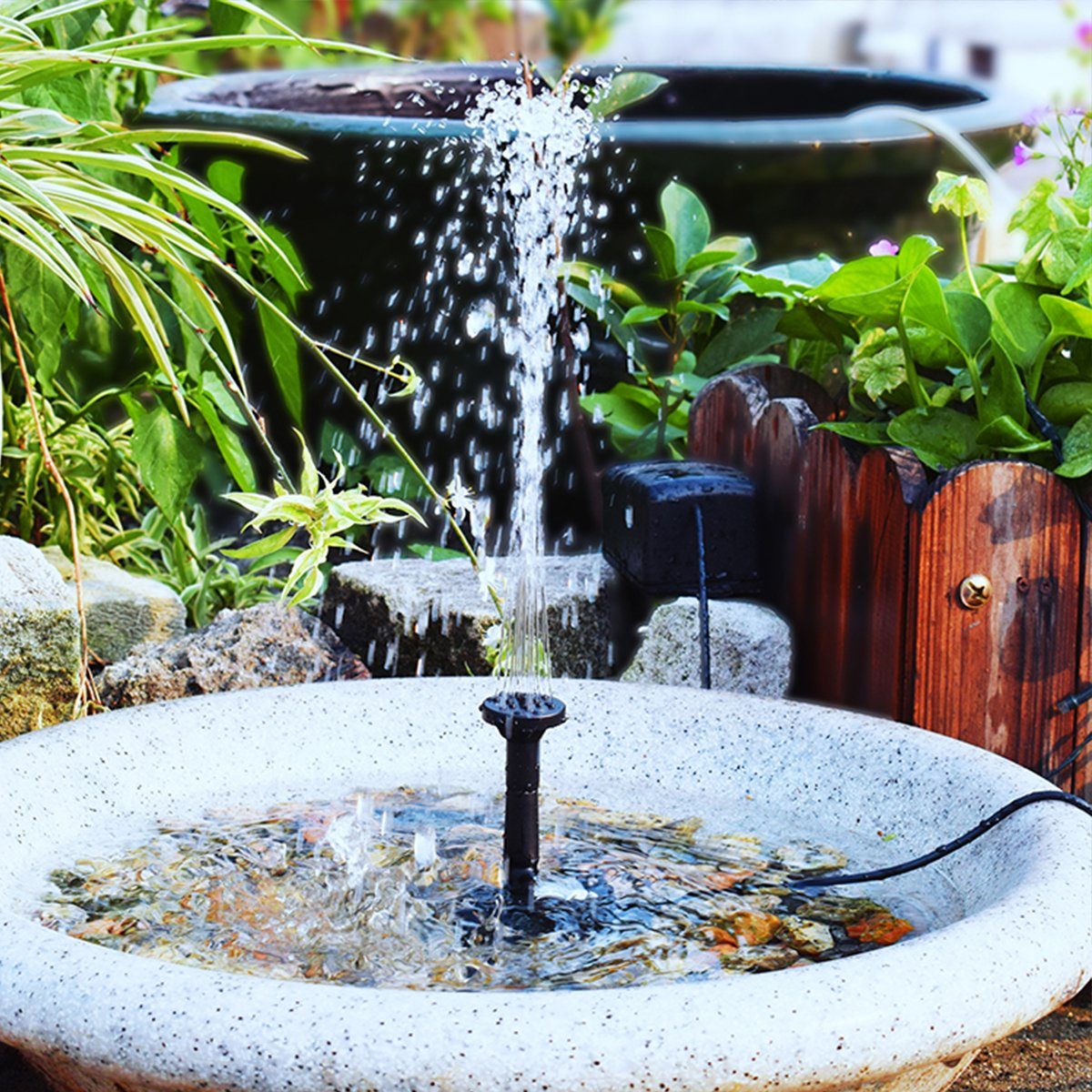 Dedom Solarpumpe Solar Teichpumpe, Garten-Wasserpumpe, kleine Teich-Brunnen, 1 Stück, Springbrunnen für den Außenbereich, Garten- und Terrassenbrunnen