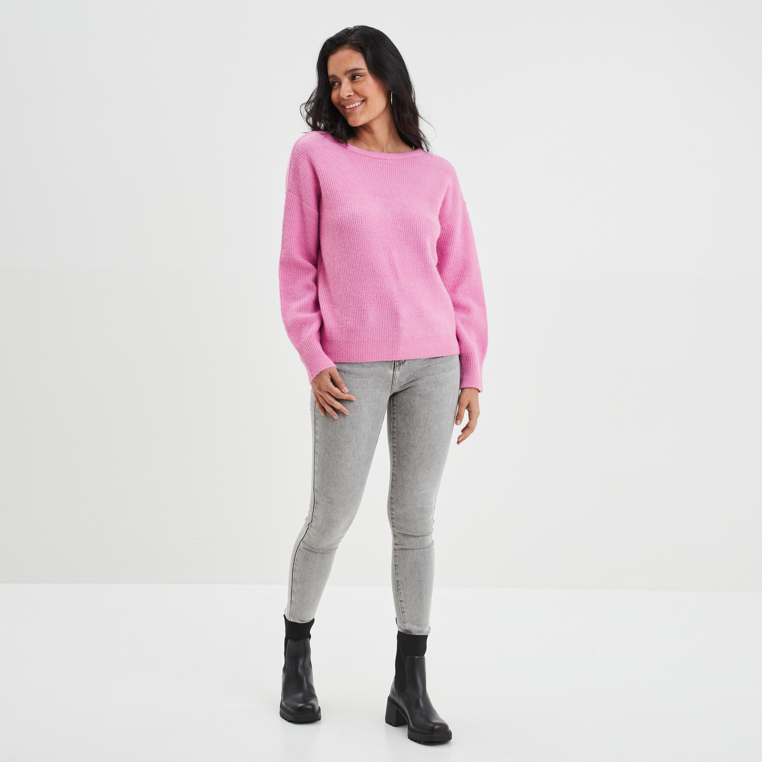 Pull réversible dos col en V rose femme | La Halle