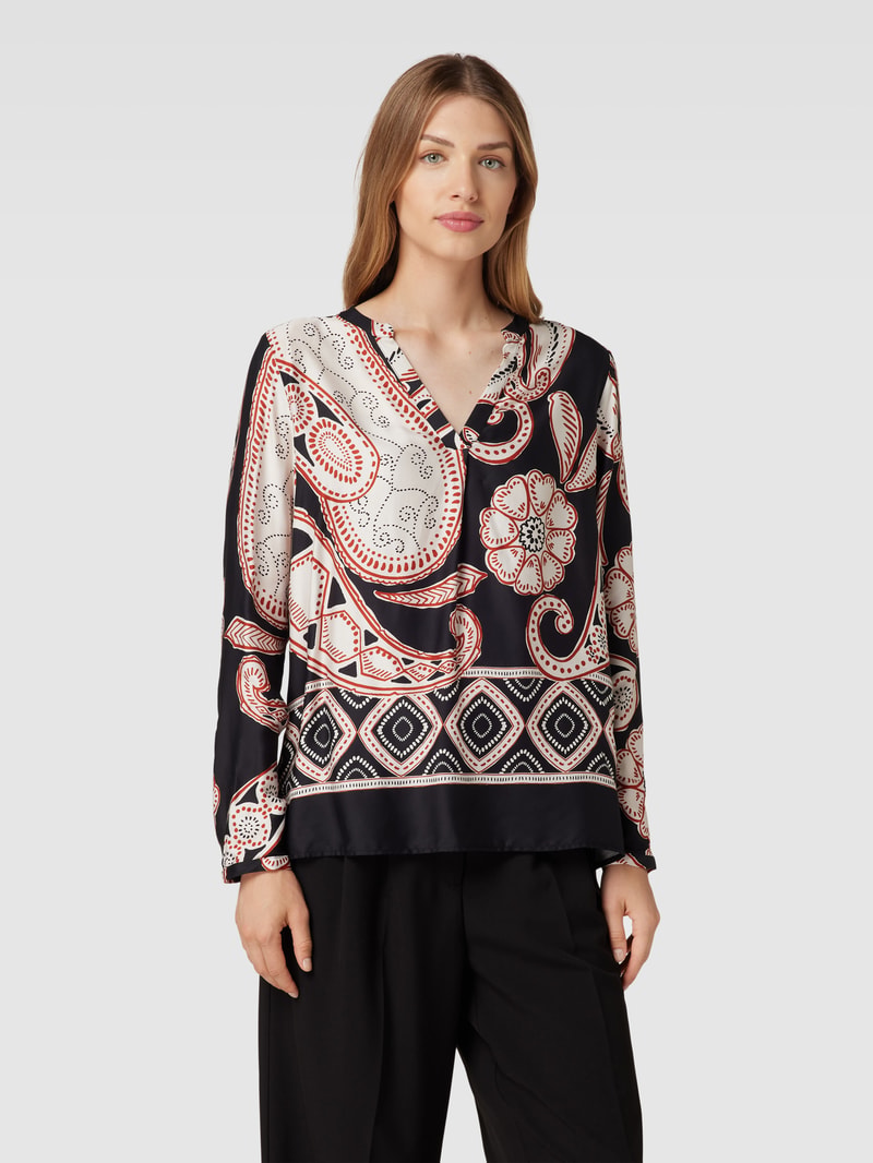 Blusenshirt mit Allover-Muster in schwarz