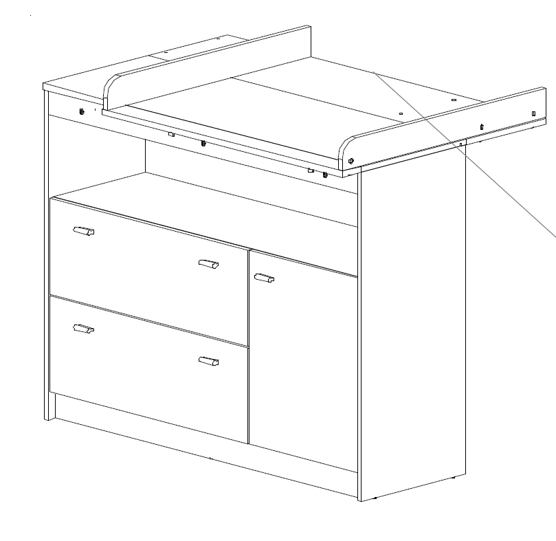Roba Wickelkommode mit Wickelansatz, 2 Schubladen, 1 Tür, 1 offenes Fach, weiß, Wickelhöhe: 90cm