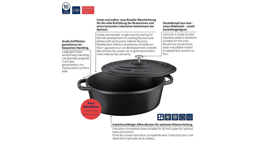 kela Bräter Gusseisen oval Calido 6l schwarz