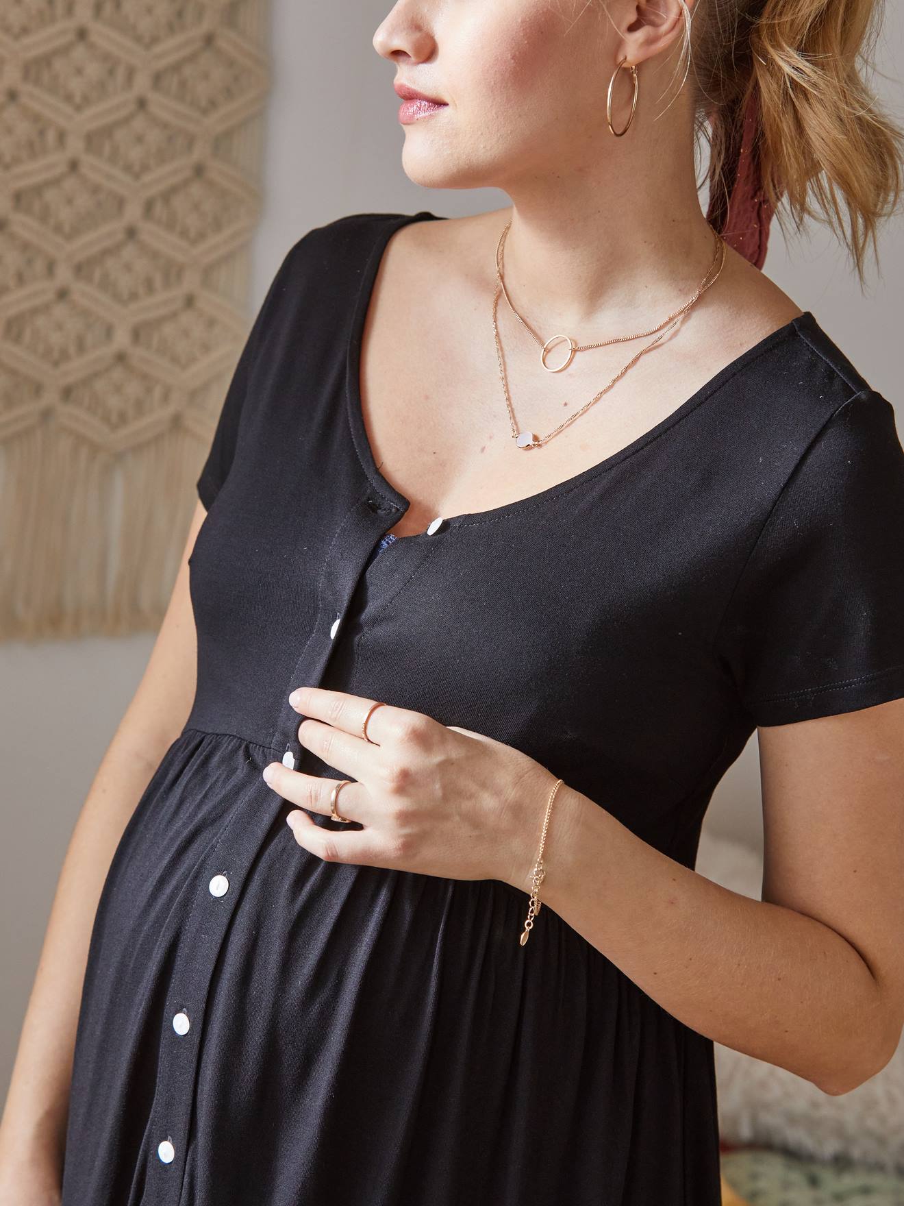 Robe fluide évolutive grossesse et d'allaitement noir