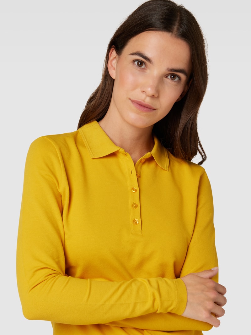 Longsleeve mit Polokragen in senfgelb