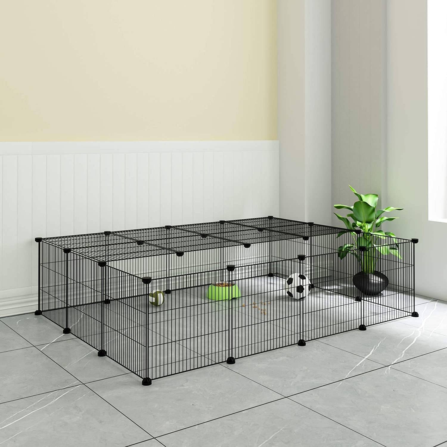 EUGAD Freigehege, Für Kaninchen Hasen 22 Platten Laufgitter 147x111x37cm
