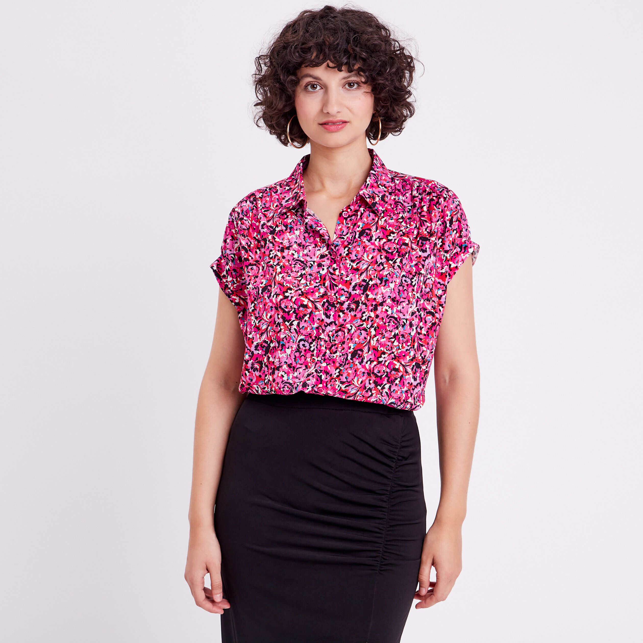 Chemise manches courtes rouge femme | Cache Cache