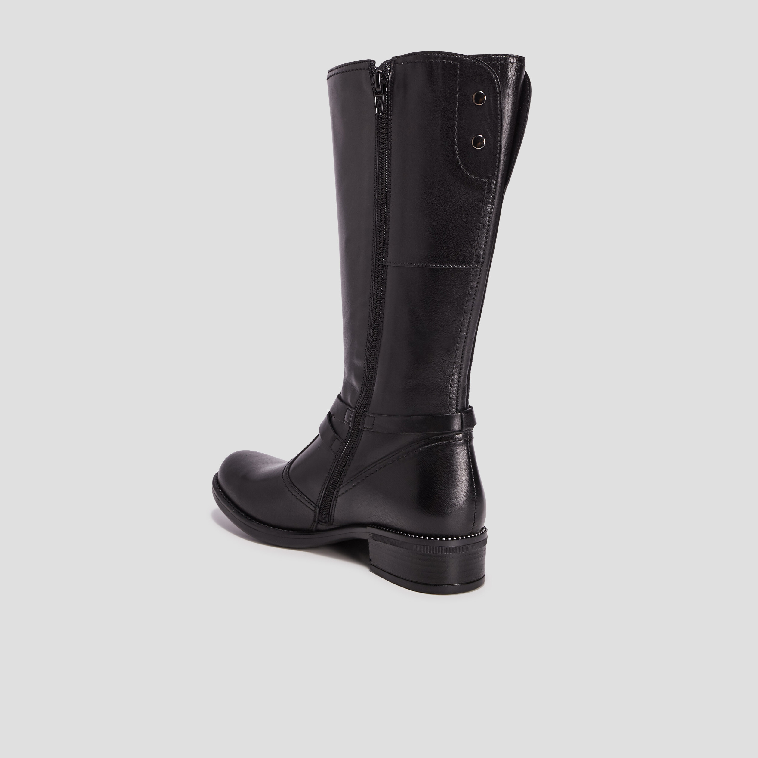 Bottes zippées en cuir noir fille | La Halle
